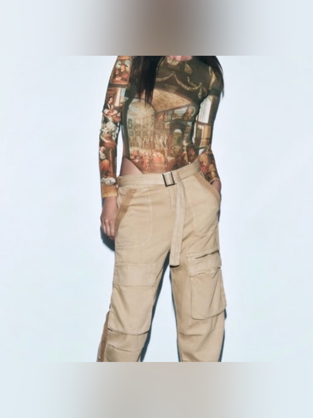 Zara printed tulle mesh body suit size medium NWT